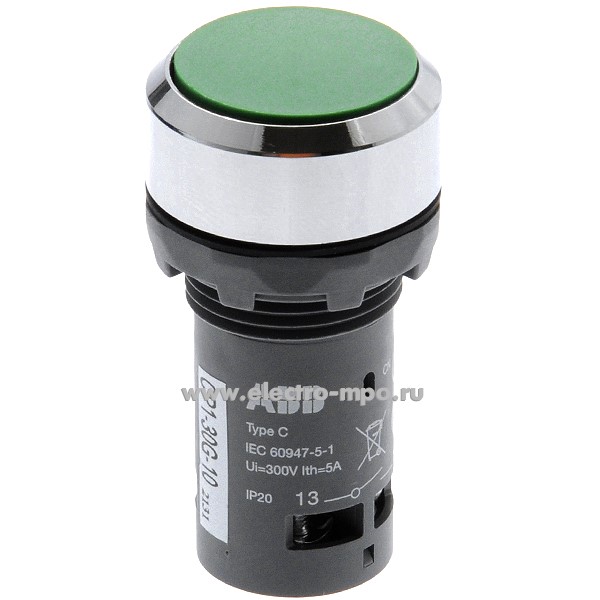 А6296. Выключатель кнопочный CP1-30G-11 зеленый 1з+1р без фиксации COS1SFA619100R3072 (АВВ)