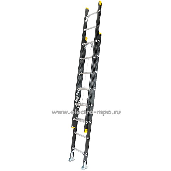 В6048. Лестница JD-E208 профессиональная алюминиевая 2 секции с канатной тягой (Jiudeng)