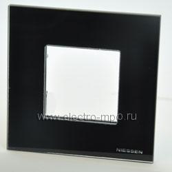Ю0316. Рамка-1 Zenit N2271CN 2CLA227100N3101 на 2 модуля черное стекло (ABB)