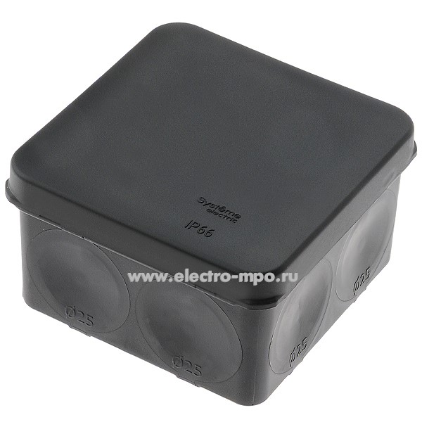 К0515. Коробка IMT352961 распаечная пластиковая с мембранами 70х70х42мм IP66 черная (Systeme Electric)